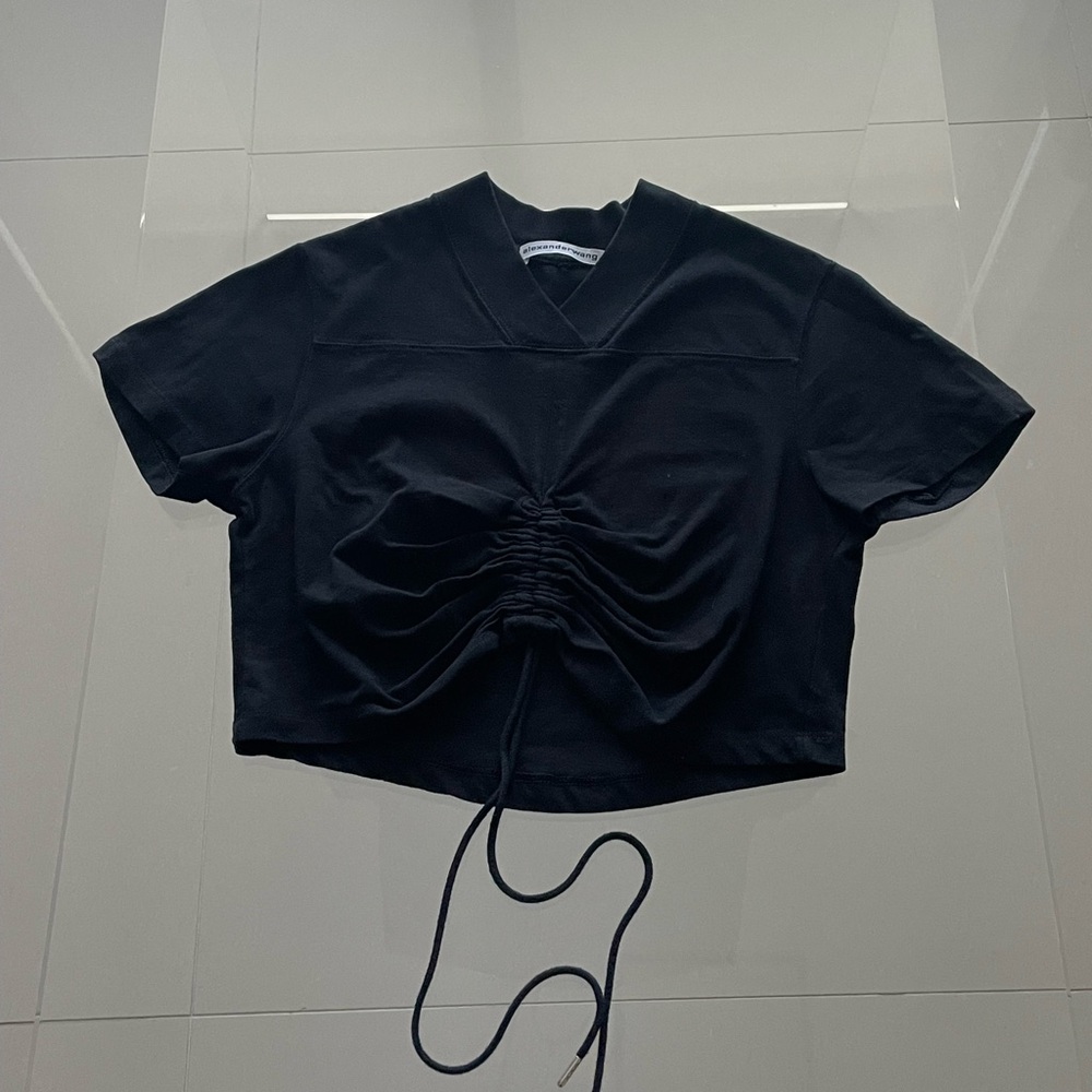 Alexander Wang Black Ruched Crop Top